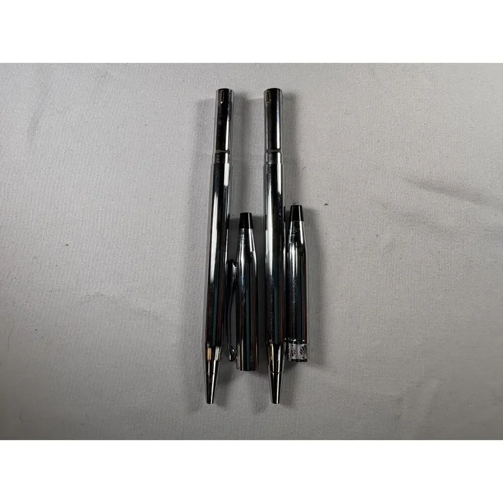 Cross Chrome Ballpoint Pen Mechanical Pencil Set USA Made Vintage